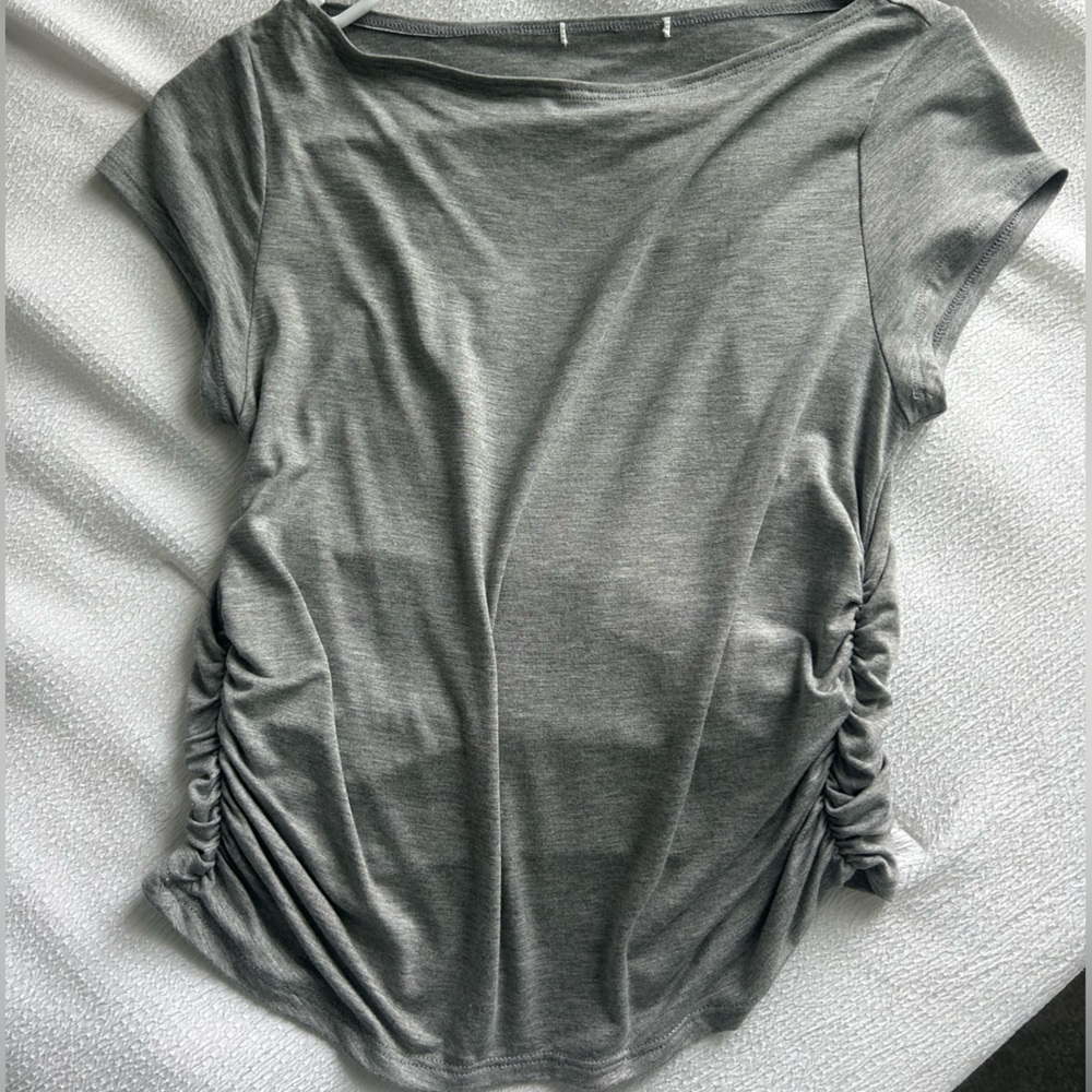 Pinched side wide neck tee